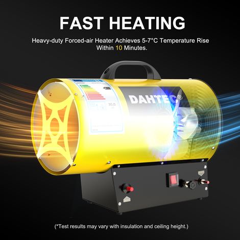 Portable Gas Heater Industrial Space Fan Heaters Workshops Hot Air Blower Mechanical Switch Piezo Ignition, Yellow, 18-30KW [Energy Class A] (1/5)