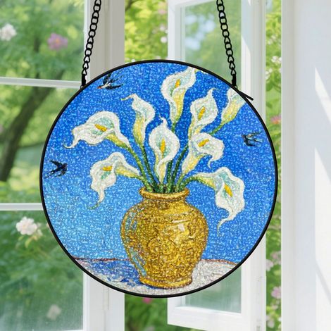 16cm Accroche-soleil vitrail, décoration florale artisanale, cadeau pour grand-mère, tante et épouse (1/5)