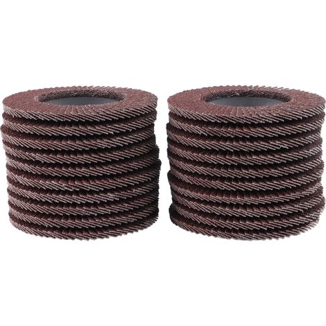 20 disques à lamelles abrasives grain 80, 100 x 16 mm, pour meulage. (1/5)