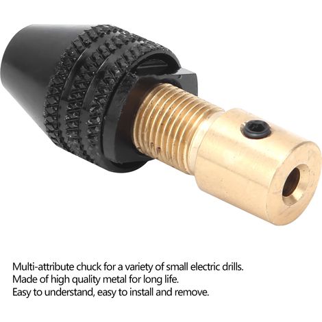 Accessoires pour mini-perceuse électrique : mandrin en laiton noir de haute qualité, diamètre de perçage 2,35 mm/3,175 mm, kit de 3,175 mm (mandrin noir avec tige). (1/5)