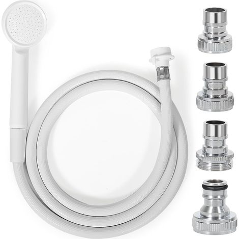 Tuyau de robinet d'évier à raccord rapide pour cuisine, jardin et camping-car. 1,8 mètre, 4 adaptateurs pour robinet (version non universelle). (1/5)
