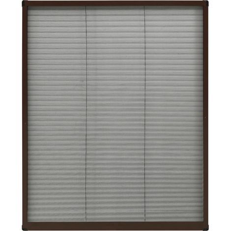 Moustiquaire plissée pour fenêtre Aluminium Marron 80x100 cm
