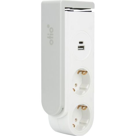 Multiprise 2 prises Schuko 16A + 2 USB A+C - Gekko - Blanc -