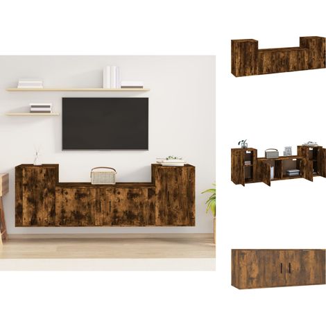 TV-Möbel - Living 3-tlg. TV-Schrank-Set Räuchereiche Holzwerkstoff (1/5)