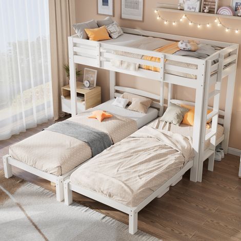 lit superposé triple enfant 90x200 bois massif OKMYHOME (1/5)