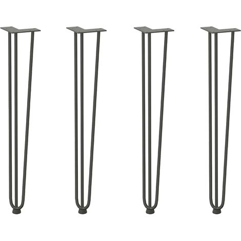 Lot de 4 pieds en épingle à cheveux pour console 72 cm design moderne finition mate en acier massif anthracite