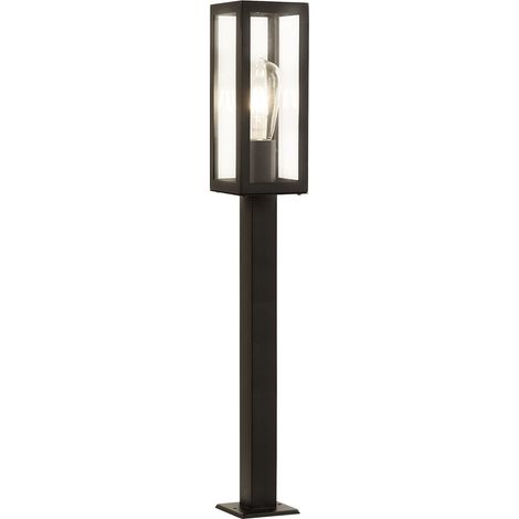 Searchlight Box - Paletto luminoso da esterno alto 1 luce nero con vetro trasparente IP44, E27 (1/5)