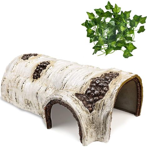 Reptile Hide Cellars Simulation Tree Hideout Snake Hide Leopard Gecko Terrarium Plastic Plant Leaves Ornament Habitat Shelter Decor for Lizard Hermit Crab Spider Frog Amphibians (1/5)