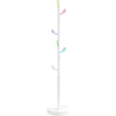 Porte-manteau blanc pratique design scandinave rangement couloir 172 x 35 x 35 cm en fer enduit de poudre blanc (1/5)