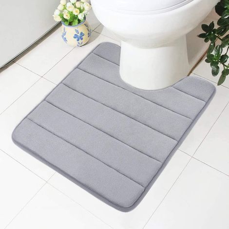 Tapis de bain en mousse à mémoire de forme - doux - absorbant - pour toilettes et salles de bain, 50 x 60 cm, gris (1/5)