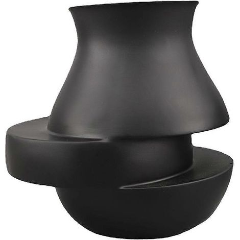 Vases en résine laminée noire à géométrie abstraite - Décoration d'intérieur (1/2)