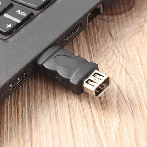 Adattatore Firewire IEEE 1394 da 6 pin femmina a USB 2.0 tipo A maschio per fotocamere, telefoni cellulari, lettori MP3 e PDA (nero) (1/4)