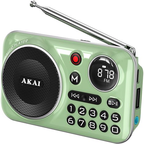 Radio portable Akai APR-500 2,5 W RMS Bluetooth 5.3 FM USB TF Vert (1/5)