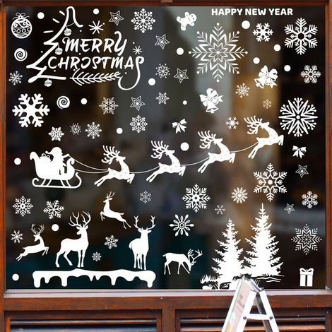 Autocollant Fenetre Noel - PVC Electrostatique Reutilisable - Pour Vitre Miroir Surface Lisse - 9 Feuilles 20 x 30 cm (1/5)