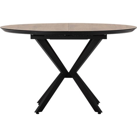 SOHANA - Table à manger extensible 126cmpieds en métal noir Chêne foncé (1/5)
