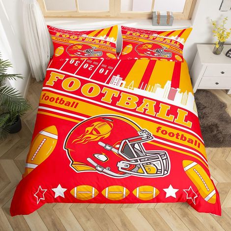 Parure de lit avec housse de couette pour garçons et adolescents - Cadeau pour les fans de football - Pour lit simple (1/5)
