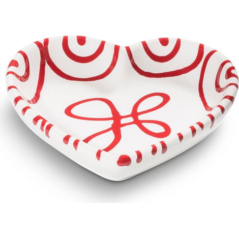 Gmundner Keramik Rotgeflammt, Herzschale (L:10cm)