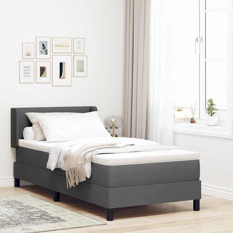 Boxspringbett mit Kopfteil Dunkelgrau 190 x 90 cm Stoff