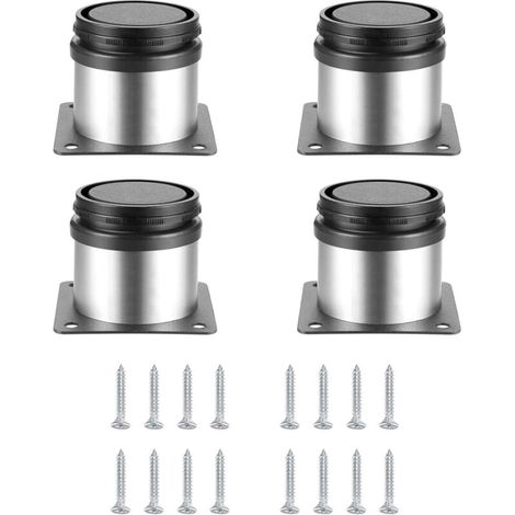 Patas ajustables para muebles (4 piezas), patas metálicas regulables en altura para mesas, armarios de cocina, patas de acero inoxidable para armarios, estantes y mesas, con tornillos - 50x50 mm -Crez