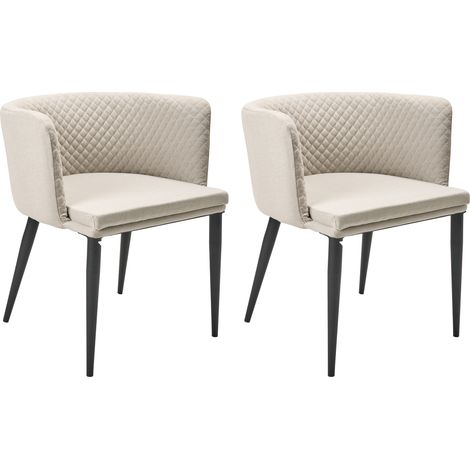 Conjunto de 2 sillas modernas de exterior e interior de tela estructura negra beige Limasson