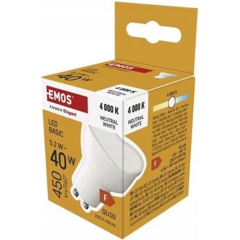 Ampoule emos basic mr16 gu10 5.2W 4000K (1/2)
