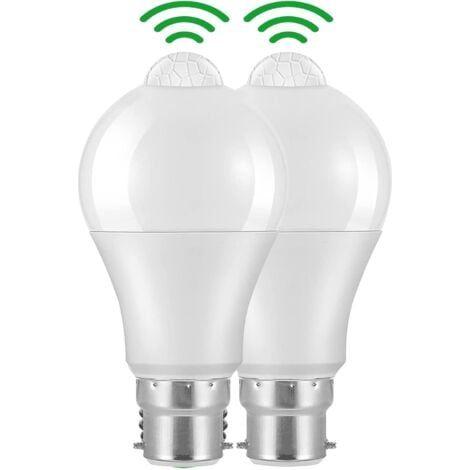 2 pièces Ampoule Detecteur de Mouvement B22 Baïonnette LED, 12W, 1020lm, Blanc Froid 6000 K, CIR 85, étanches IP42 à économie d'énergie, non dimmable, Ampoule à Détecteur de Mouvement (1/3)