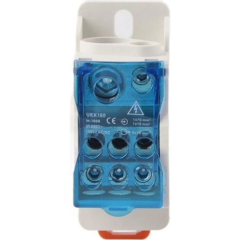 Boîte de Distribution de Bornier 160A Rail DIN Couvercle Anti-poussière Transparent Connecteur de Fil électrique Boîte de Jonction D'alimentation Universelle pour Armoires (1/4)