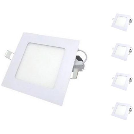 Spot LED Extra Plat Carré 6W Blanc (Pack de 5) - Blanc Chaud 2300K - 3500K - SILAMP (1/5)