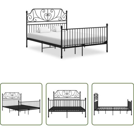 Schlafzimmer - Bettgestell Schwarz Metall 160x200 cm (1/5)