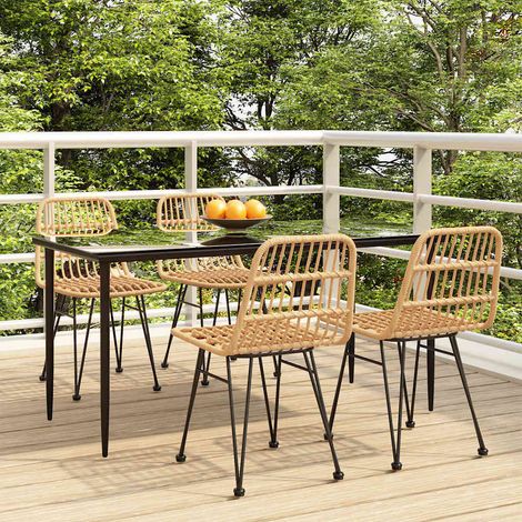 5-tlg. Garten-Essgruppe Poly Rattan