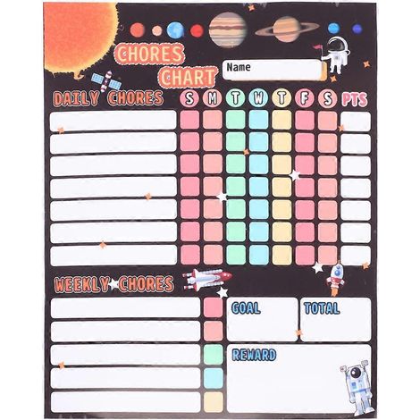 Calendrier autocollant, emploi du temps quotidien, tableau de récompenses comportementales, tableau des responsabilités et des récompenses, tableau blanc des tâches ménagères-25.5X20.5X0.1CM