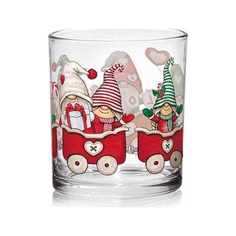 Set 3 Bicchieri da Tavola Natalizi in Vetro Christmas Train 220 cc