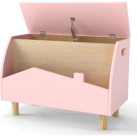 Baúl de juguetes con estante de exhibición 60 x 33 x 44 cm seguro y acogedor fabricado en MDF rosa 200017032