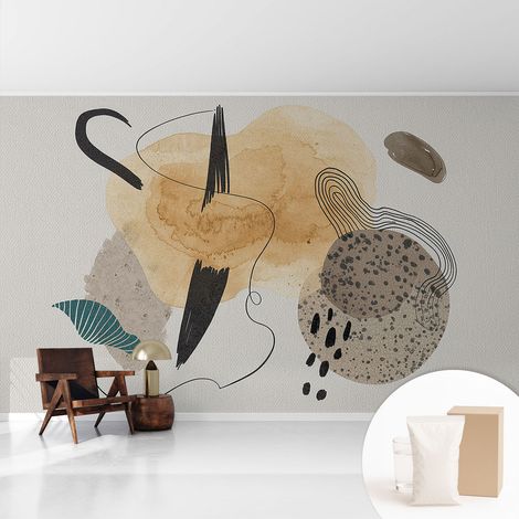 Tapete Vliestapete mit Kleber modern - Wanddeko für Küche - Klebefolie Wand - luxus Look Abstrakte Komposition 416x254 cm (1/5)