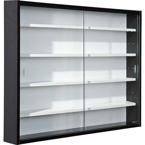 Inter Link Espositore da parete per oggetti da collezione Armadio con 4 ripiani 5 scomparti per miniature MDF Nero/Bianco (80x60x9,5 cm) Collecty Nero (1/4)