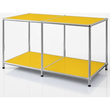 Étagère métal chromé design épuré, Concept Epuré MK-016, L78 x P40 x H46 cm, Jaune