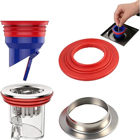 2 Pièces Clapets Anti-Odeur Douche 33-52mm,Siphon de Sol Anti-Retour avec Réducteurs Silicone et Acier Inoxydable,Déodorant Anti-Refoulement pour Cuisines,Salles de Bains,Balcons,Garages et sous-Sols (1/5)