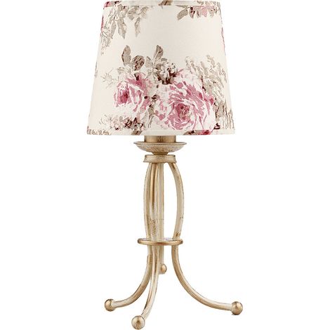 Lampada da tavolo SARA Jupiter ecru, paralume floreale E27 15W