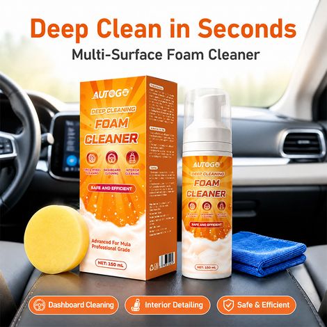 Nettoyant mousse multifonctionnel pour le nettoyage et le détachage du cuir intérieur de voiture, nettoyage sans eau – Kit de 150 ml (1/4)