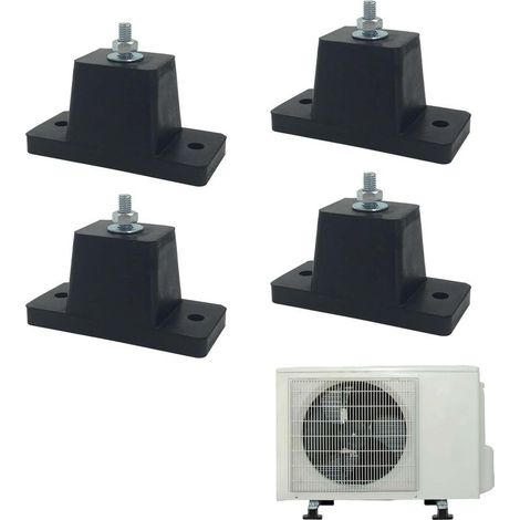 Amortiguadores antivibración de goma de 4 piezas, soportes de goma para aires acondicionados, 4 cm de altura, juego de cuatro, aptos para aires acondicionados de interior y exterior (negro) (1/5)