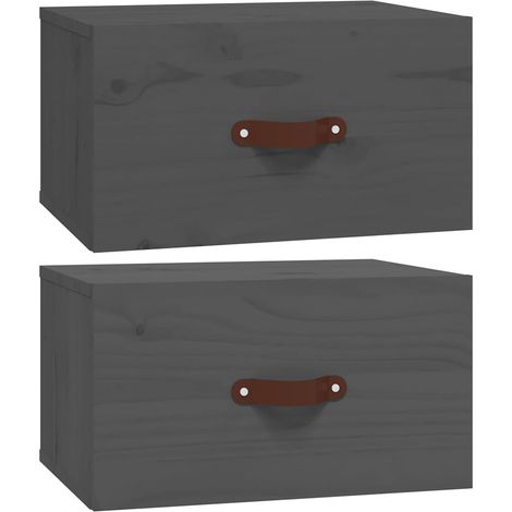 Maison Exclusive - Mesita de noche de pared 2 uds gris 40x29,5x22 (1/5)
