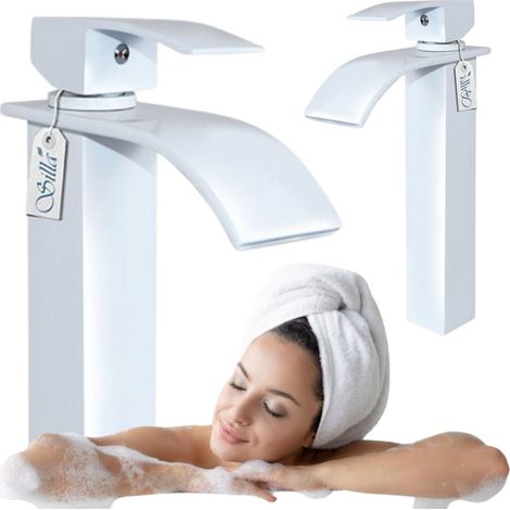 Grifo lavabo caño alto monomando, Blanco (1/5)