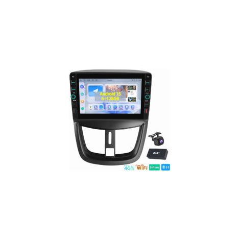 8 cœurs CarPlay 6+128GB Android15 Autoradio Pour Peugeot 207 CC GPS WIFI 4G BT DAB CAM