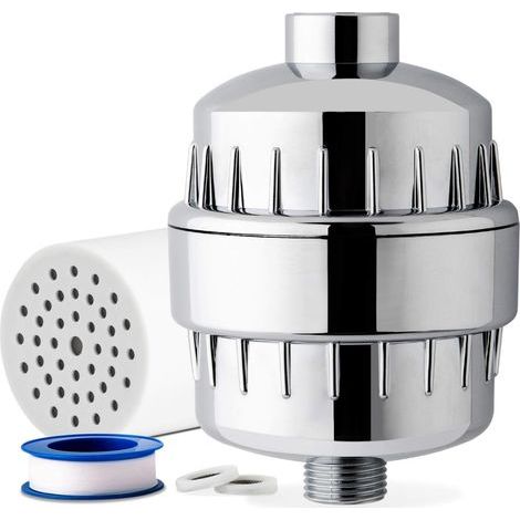 Filtre de Douche Universel à 15 Niveaux de Débit avec Cartouche Remplaçable, Meilleure Peau, Cheveux plus Doux et Ongles plus Forts (1/4)