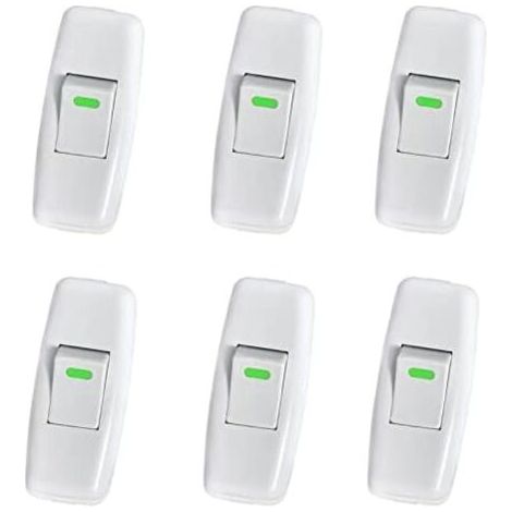 3x6.5cm 6 Pack Lamp Switch, Torpedo Switch, Cord Line Switch, Bedside Lamp Switch, Inline Rocker Switch for Nightstand Table Lamp On/Off Button Replacement (1/5)