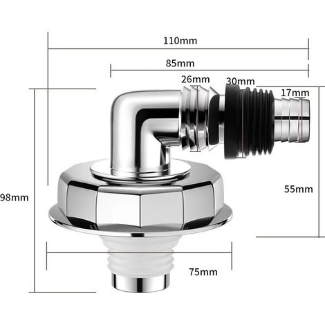 (bend)Washing Machine Floor Drain Joint Double Purpose Pipe Connector Dishwasher Universal Hose Adapter Disposer Trap Tool (1/4)