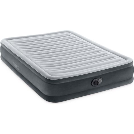 Intex 67768ND - Materasso Gonfiabile Dura-Beam Comfort Plush Piazza e Mezza con Pompa Elettrica Incorporata, PVC, Grigio, 137x191x33 cm (1/5)