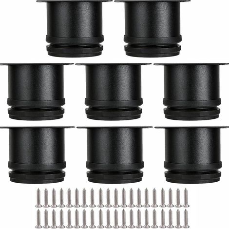 CSPARKV 8er Set Verstellbare Möbelbeine Schwarz, Ø 50 mm/Höhe 50 mm Edelstahl Metall Sofabeine, Couchtischbein für TV-Schränke Betten Arbeitsplätze, mit 32 Schrauben