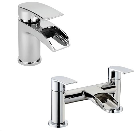 Mono Waterfall Basin Mixer Tap & Bath Filler Set - Chrome
