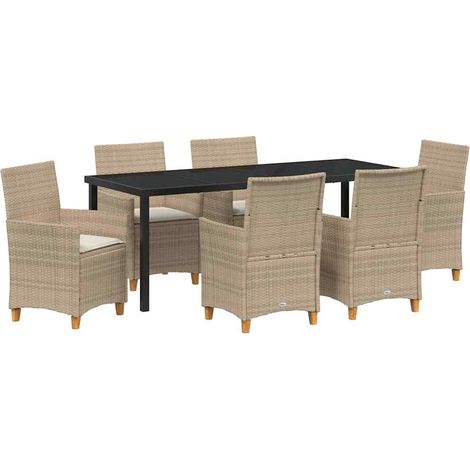 Maison Exclusive - Set da Pranzo per Giardino 7 pcs Beige polyrattan